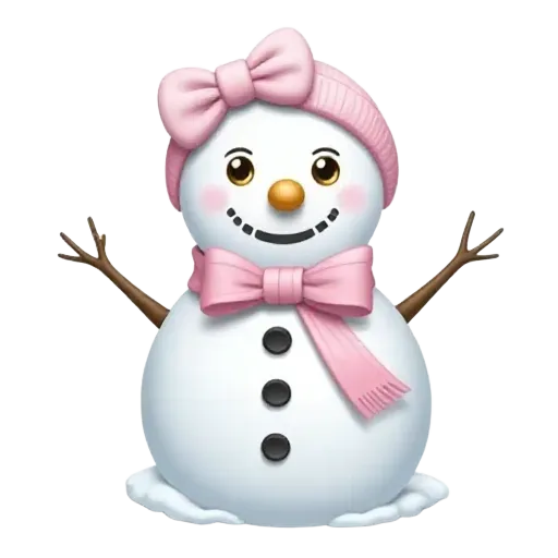 Snowman with a light pink bow