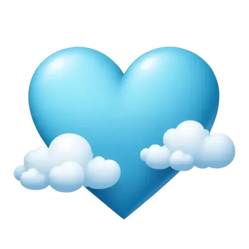 light blue heart with clouds and stars