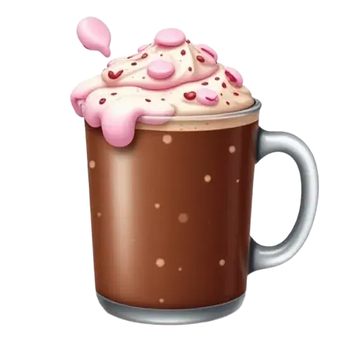 hot chocolate with pink marshmallow