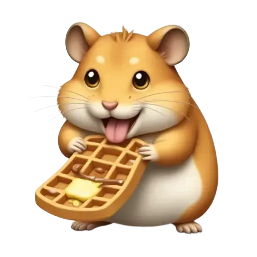 hamster eating waffle