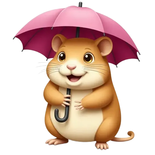 a hamster with an umbrella