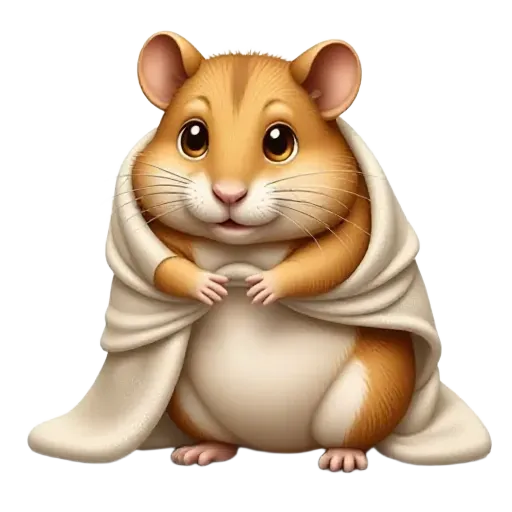 brown hamster cozy in blanket
