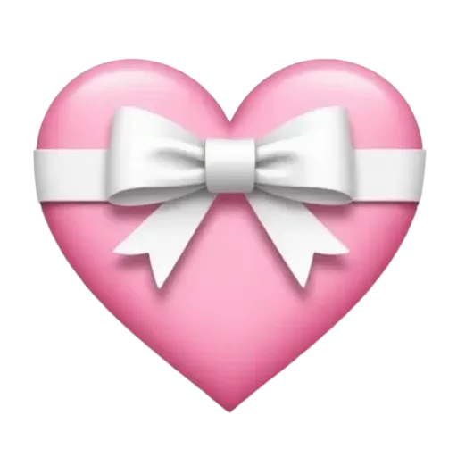 Pastel pink heart with white bow